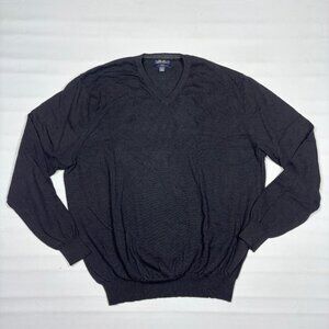 Club Room Estate Merino 100% Wool Black V-Neck Knit Pullover Sweater Mens Large